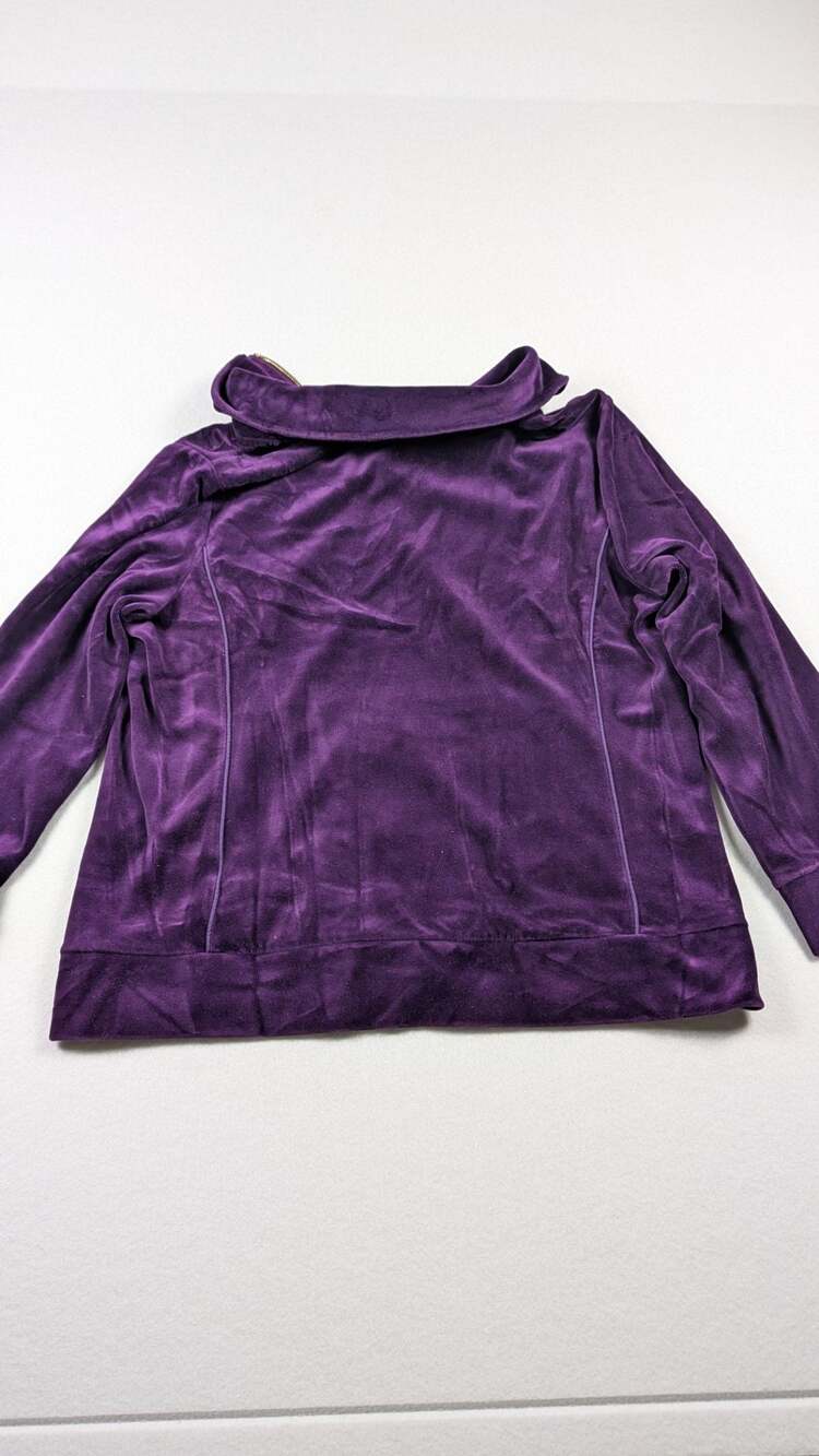 Lauren Ralph Lauren Purple Velour Zip-Up Jacket, Size L, Mob Wife Y2k - Picture 2 of 12